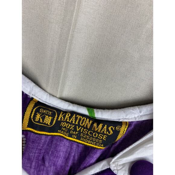 Woman’s Batik Kraton Mas Sleeveless Midi Dress sz OSFM Purple Floral Butterfly - Picture 3 of 10